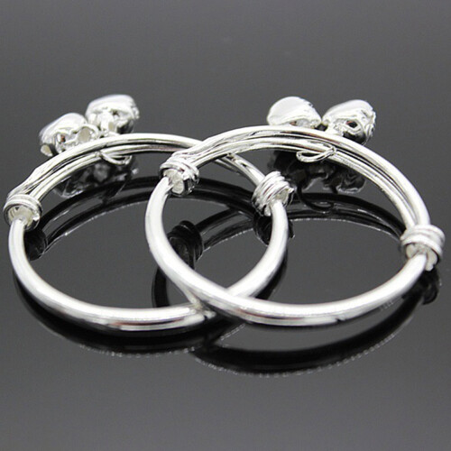 Silver Plated Adjustable Bell Charm Bangle for Toddler 1
