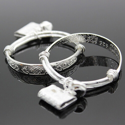Silver Plated Adjustable Bell Charm Bangle for Toddler 2