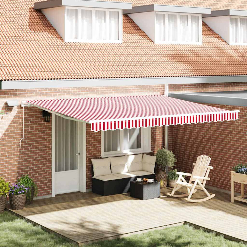 Vidaxl Retractable Awning Red And White 450 X 300 Cm