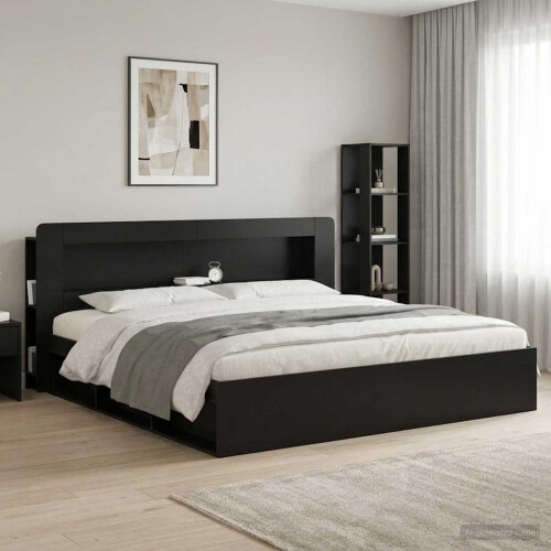 VidaXL vidaXL Headboard Cabinet with Storage Black Engineered Wood 1