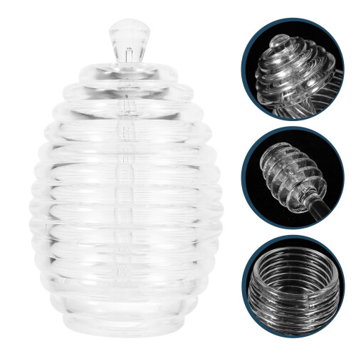 Clear Honey Jar with Dipper and Lid 265ML 1
