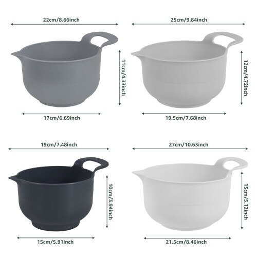 4 Pcs Plastic Mixing Bowl Set Reusable Plastic Nesting Mixing Bowl Multifunctional Nesting Container for Kitchen Cooking Baking 1