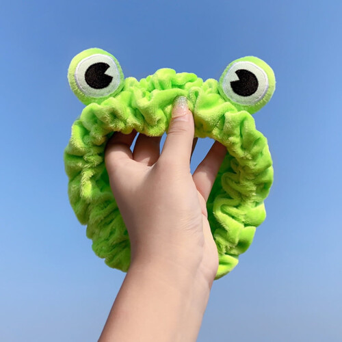 Cute Frog Eyes Wash Face Headband Plush Wrapped Elastic 1
