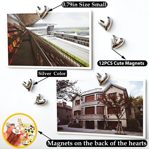 Refrigerator Magnets Pink Love Heart Set 12 pcs 2