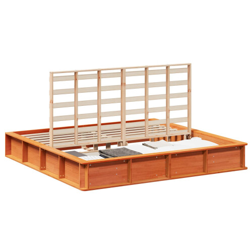 VidaXL vidaXL Bed Frame Wax Brown 200 x 200 cm Solid Pine Wood 1