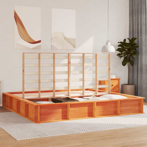VidaXL vidaXL Bed Frame Wax Brown 200 x 200 cm Solid Pine Wood 2