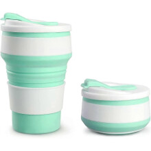 Collapsible Silicone Travel Cup,12 Oz Silicone Cup with Lids,reusable Collapsible Coffee Cup,scald-proof & Leakproof Camping Mug for Outdoor/office NI