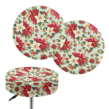 Christmas Holly Bar Stool Slipcovers (2 Pack), Elastic Round Covers for 13-15" Seats, Dustproof, Compatible with Vanity & Circle Stools
