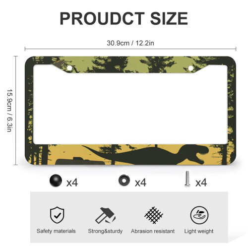 Dinosaur Trailer License Plate Frames Aluminum 2 Pack 2