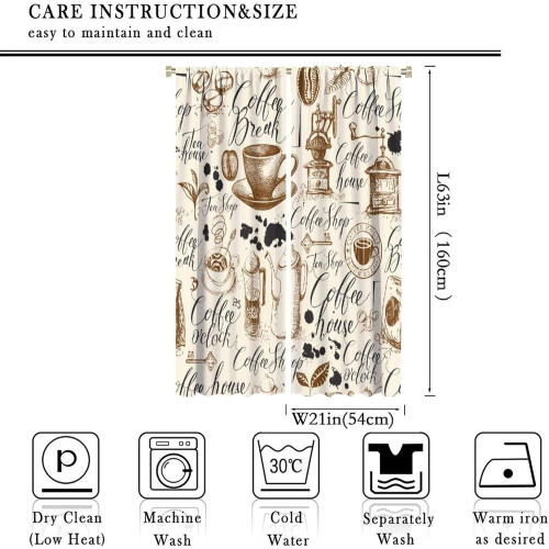 Coffee Theme Vintage Kitchen Curtains Polyester Rod Pocket 1