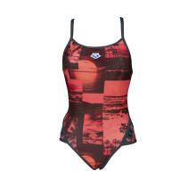 Arena Swimwear damebadedragt med ikonprint, teamstriber, superflyverryg, flerfarvet blomsterprint asfalt 004582/550 D36