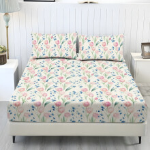 3-Piece King Sheet Set, Soft Cooling Tulip Print, 9.8" Deep Pocket, Easy Care, Compatible with King Size Beds