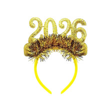 Pvoiue2026 Cerchietto di Capodanno - Cerchietto festivo con stelle e fili scintillanti, giallo, 1 pezzo (compatibile con travestimenti da festa)
