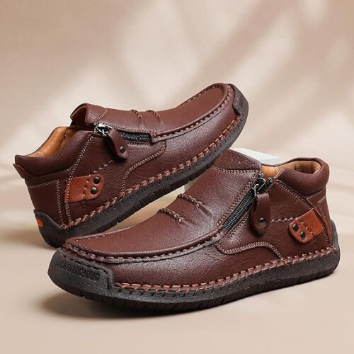 Willtoo Men's Premium Leather Slip-On Driving Boots 1