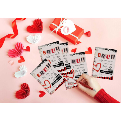 Funny Valentine's Cards Bruh Brother Theme 30 pcs 2