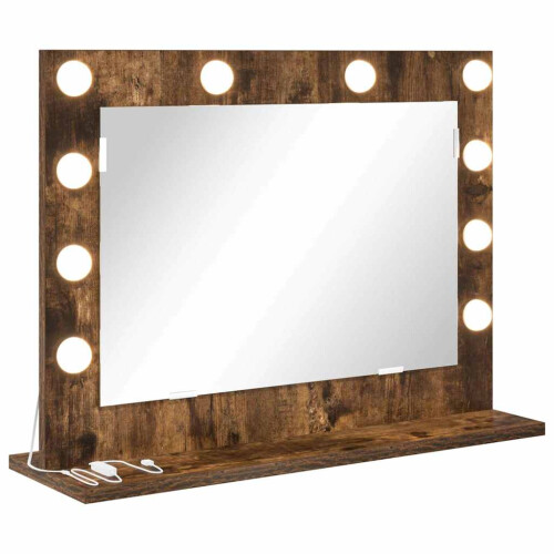 VidaXL vidaXL Vanity Mirror Rectangular Smoked Oak 60 x 45 x 18 cm 1