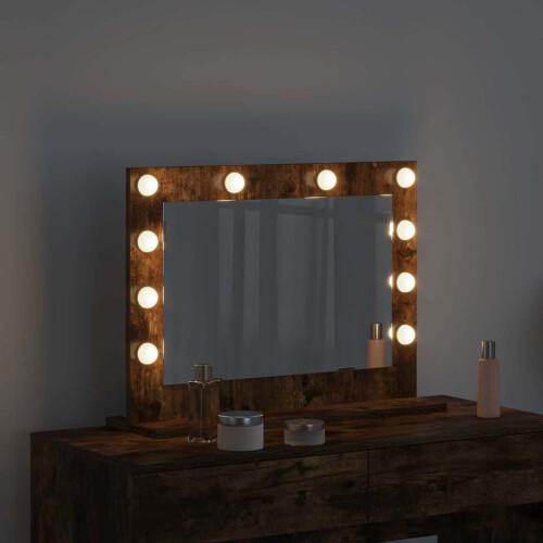 VidaXL vidaXL Vanity Mirror Rectangular Smoked Oak 60 x 45 x 18 cm 2