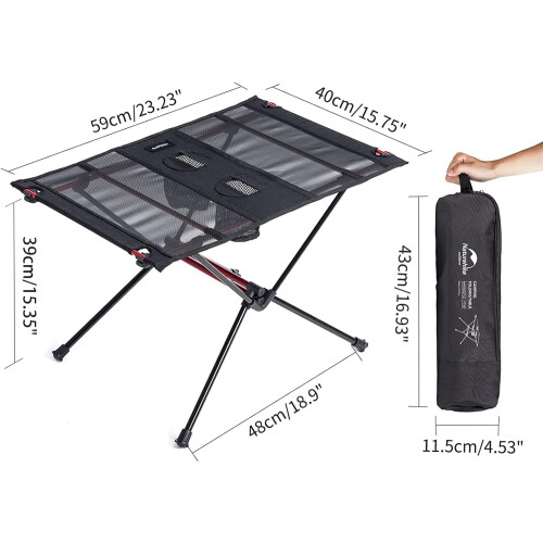 Oxford Ultralight Rectangular Folding Table Picnic Camping Table Kitchen Table Portable Hiking Camping Outdoor (Black) 1