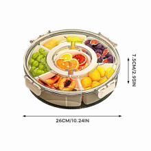 Portable Divided Serving Tray with Lid & Handle, 6-Compartment Snack Box for Candy, Nuts, Fruits, Snacks, Veggie