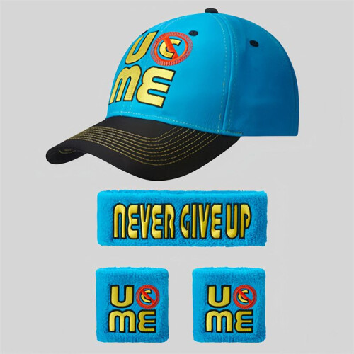 WWE John Cena Blue Baseball Hat Sweatbands Set
