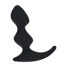 Fuld Dobbelt Ripple Silikone Prostata Massager - Sort