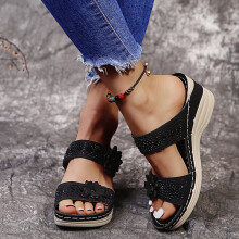 Women's Platform Wedge Sandals with Arch Support, Retro Floral Design – Summer Beach & Outdoor Sandals, Compatible with 2023 Styles