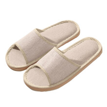 Willtoo Women's Men's Slippers Cotton Flax Casual Open Toe House Slippers Anti-Slip for Indoor Champagne 10.5