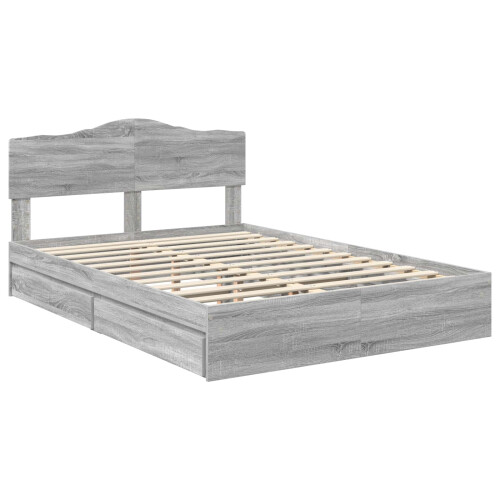 VidaXL vidaXL Storage Bed Grey Sonoma 140 x 200 cm Engineered Wood 1