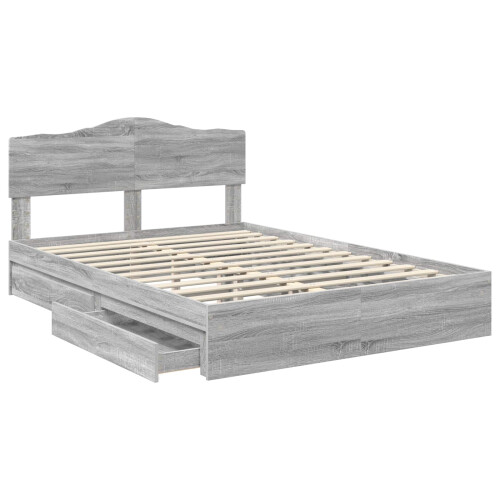 VidaXL vidaXL Storage Bed Grey Sonoma 140 x 200 cm Engineered Wood 2