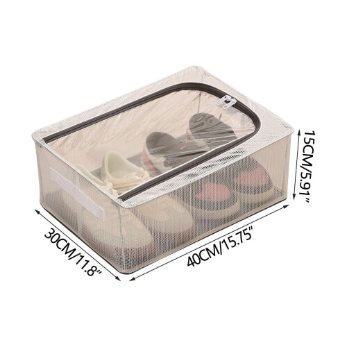 Clear Foldable Shoe Storage Box with Lid PVC Dust-Proof 1