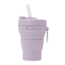 (Purple) 350ML Folding Portable Silicone Cup