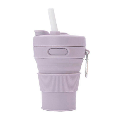 (Purple) 350ML Folding Portable Silicone Cup