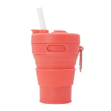 (Red) 350ML Folding Portable Silicone Cup
