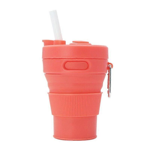 (Red) 350ML Folding Portable Silicone Cup