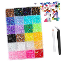1Box AB Effect Resin Rhinestones Flat Back Nail Gems In-Color