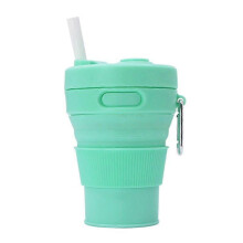 (Green) 350ML Folding Portable Silicone Cup
