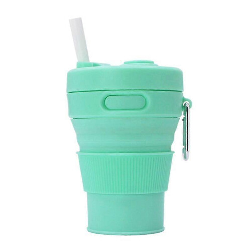 (Green) 350ML Folding Portable Silicone Cup