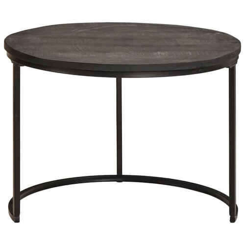 VidaXL vidaXL Nesting Coffee Tables 3 pcs Black Solid Mango Wood and Steel 1