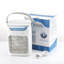 (White) New Desktop Cooling Fan USB Mini Air Conditioner Fan Office Home Desk Spray Water Cooler Blue