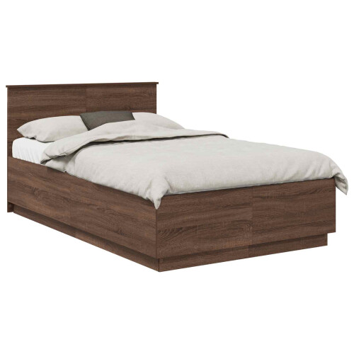 VidaXL vidaXL Bed Frame with Headboard Brown Oak 120 x 190 cm Engineered Wood 1