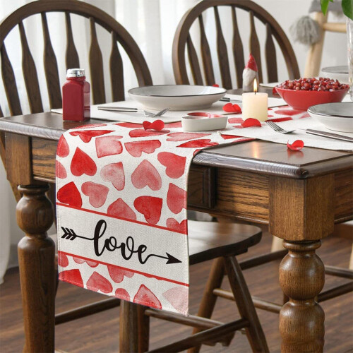 Valentine's Day Tablecloth Washable Table Cover Soft Table Cloth Stain Resistant,Perfect for Kitchen, Dinner, 1