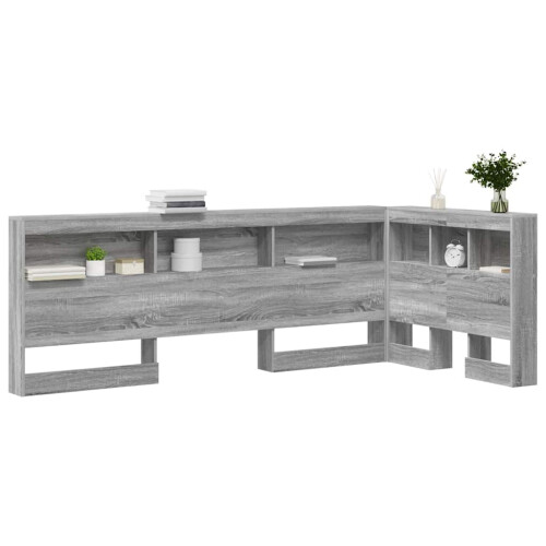 VidaXL vidaXL Storage Headboard with Shelf Grey Sonoma 90 cm Engineered Wood 1