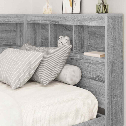 VidaXL vidaXL Storage Headboard with Shelf Grey Sonoma 90 cm Engineered Wood 2