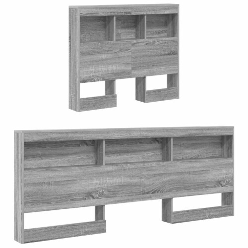 VidaXL vidaXL Storage Headboard with Shelf Grey Sonoma 90 cm Engineered Wood 1
