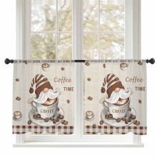 Sheer Curtains Farmhouse Gnome Plaid Voile 2 Panels 52"W x