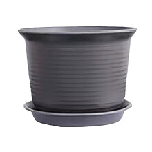 Window Box Planter, Indoor Thickened Plastic Pot with Drain Hole & Tray, Ripple Design, Black, 6", 1 PC