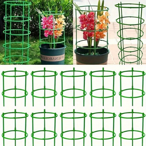 60pcs Stackable Garden Support Rings - Durable Plastic, 10-Layer Flower & Climbing Stakes for Lawn Care 1