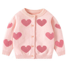 Toddler Fall Cardigans Sweaters for Girls,Holiday Sweater Kids,Graphic Crew Neck Button Child Clothing,Pink,Size 2 T