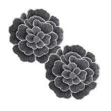 Placemats Set of 2, Kitchen Dining Decor, Table Mats for Holiday, Wedding, Party, Easy Clean, Non-Slip, Elegant Centerpiece Black2