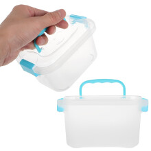 Clear Plastic Storage Box with Lid, Stackable Organizer for Crafts, Jewelry & Small Items – 6"x4"x3", Portable Desktop Bin with Handle (1 Pc)